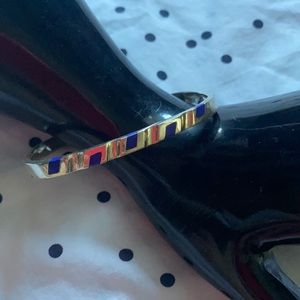 Sterling Silver  Lapis Hinged bangle bracelet.  Made In Mexico ~ 950 Purity